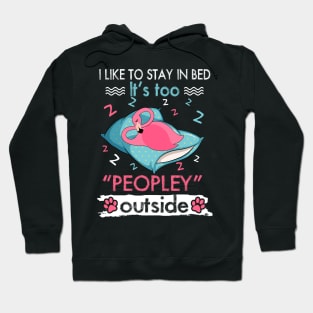 I Like To Stay In Bed It_s Too Peopley Outside Funny Flamingo Hoodie